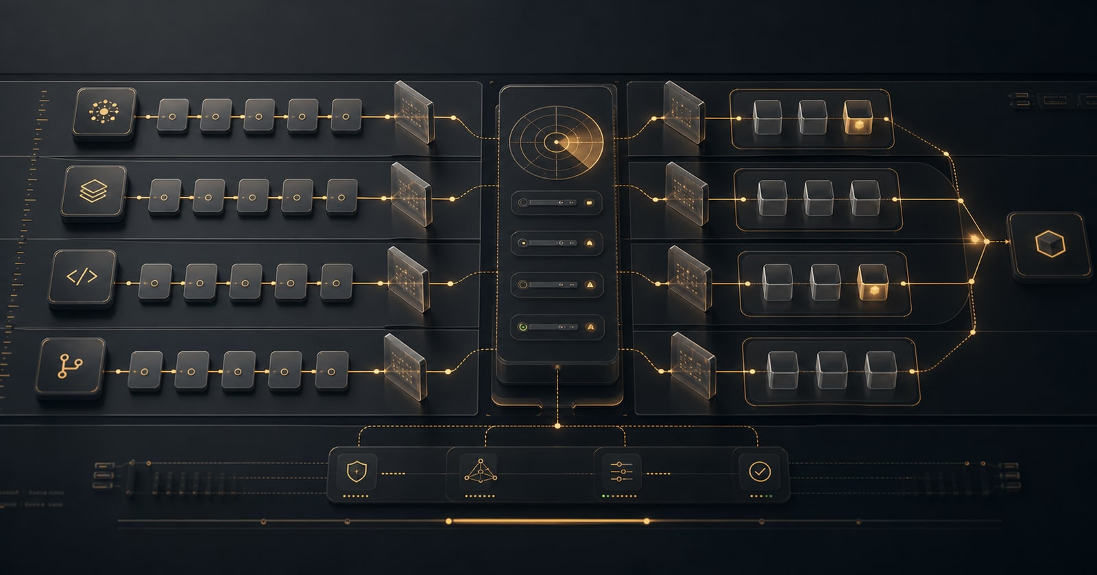 A top-down coordination board with four agent lanes, file ownership boundaries, and a supervisor lane preventing collisions.